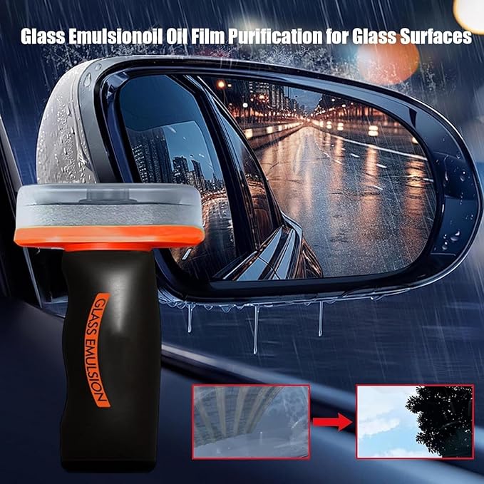 Glass Handle Oil Film Remover Lotion, Q4 Window Cleaner, Glasses Emulsion Cleaner, Roll-On Car Handle Oil Film Cleaning Brush, Removes Oils Films & Smudges, Universal Anti-Rain Fog Brush (2)