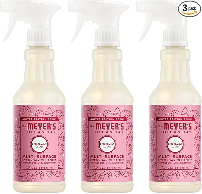 Mrs. MEYER'S CLEAN DAY Multi-Surface Everyday Cleaner, Peppermint Scent, 16 Fl Oz Bottle - 3 Pack