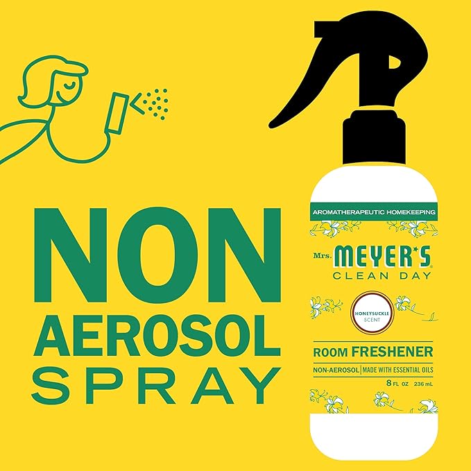 MRS. MEYER'S CLEAN DAY Room Freshener - Honeysuckle, 8 Fl Oz. (Pack of 12)