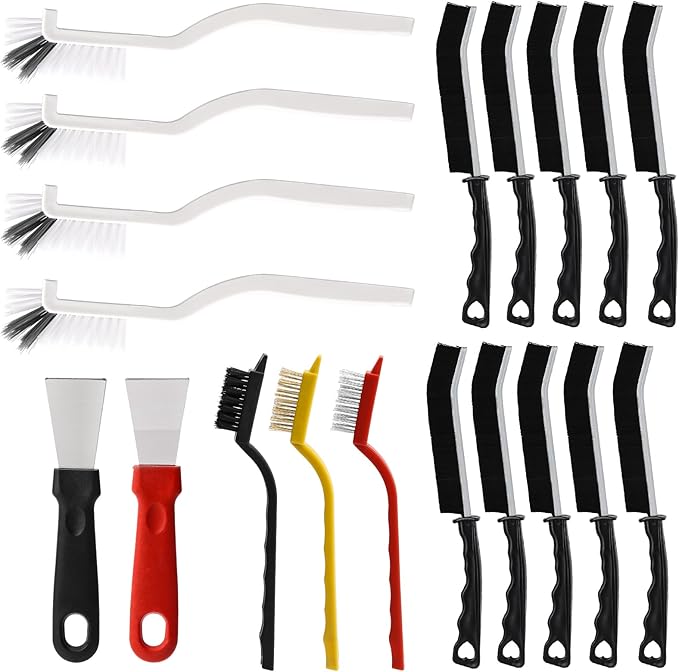 19Pcs Crevice Cleaning Brush Set, Hard Bristle Crevice Cleaner Supplies for Kitchen, Bathroom, Corner, Grout, Sink, Cup, Teapot, Bottle, Blender