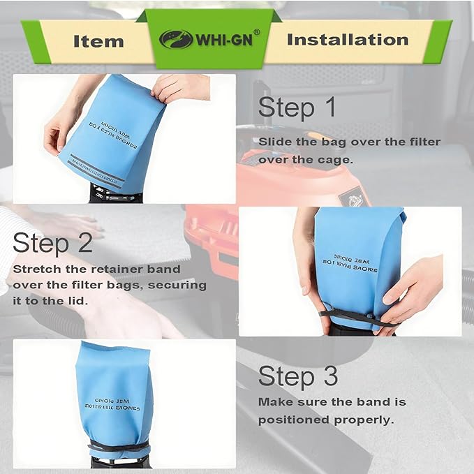 12 Pack Wet Dry Vac Filter Bags Replacement for Stinger MultiFit VF2000 / WORKSHOP WS01025F / Craftsman 9-38737, compatible with Select 2-1/2-Gallon to 5-Gallon Stinger Husky Bucket Head Shop Vacuums