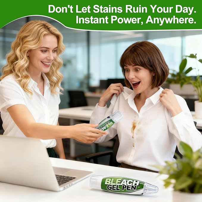 Stain Remover Bleach Pen for Clothes 2 PACK Bleach Gel Pen Targeting Specific Stains Bathroom Cleaner, Shower, Caulk