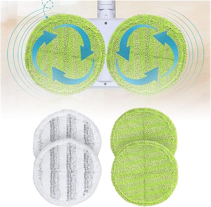 4X Mop Cloth Mopping Cloths Microfiber Pads Compatible for Ogori Electric Spin Mop Pad Mops Floor Cleaning Wood Floor Vacuum Cleaner