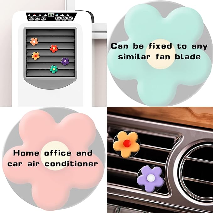 Frienda 8 Pieces Daisy Flower Air Freshener Cute Flower Car Clips Air Vent Clip Car Accessories Interior Decor for Women Girls Charm Colorful Air Vent Decorations(Classic Colors)