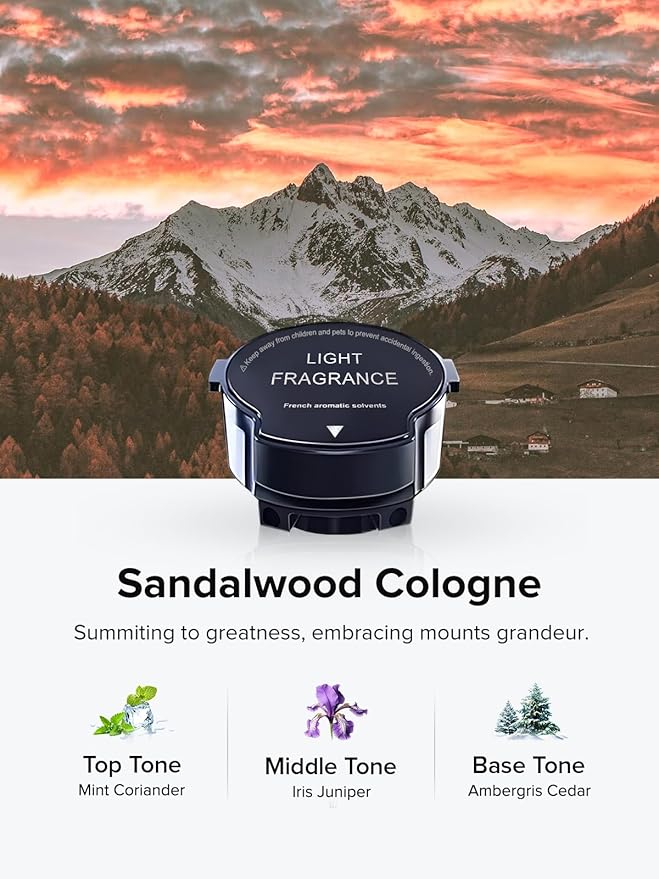 Ceeniu CF8 Scenic Fragrance (Woody Scent: Sandalwood Cologne) refill - 1200 Sprays, Natural French Fragrance, CF8 Car Aroma Diffuser