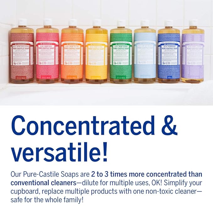 Dr. Bronner's - Pure-Castile Liquid Soap Variety Pack - Eucalyptus, Citrus, Rose, & Tea Tree, Made w/Organic Oils, 18-in-1 Uses: Face, Body, Hair, Laundry, Pets, Dishes, Etc. (16oz, 4-Pack)