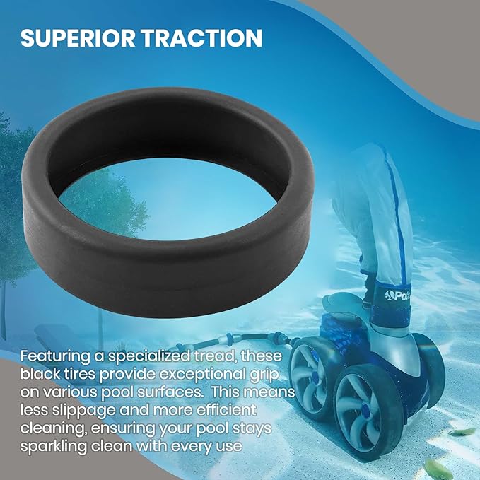 (3-Pack) Calvana Pool Cleaner Tires, 48-232 Replacement Compatible with Zodiac Polaris Black Max, 3900 Sport, 480, and P39 Pool Cleaners, Superior Traction & Durability