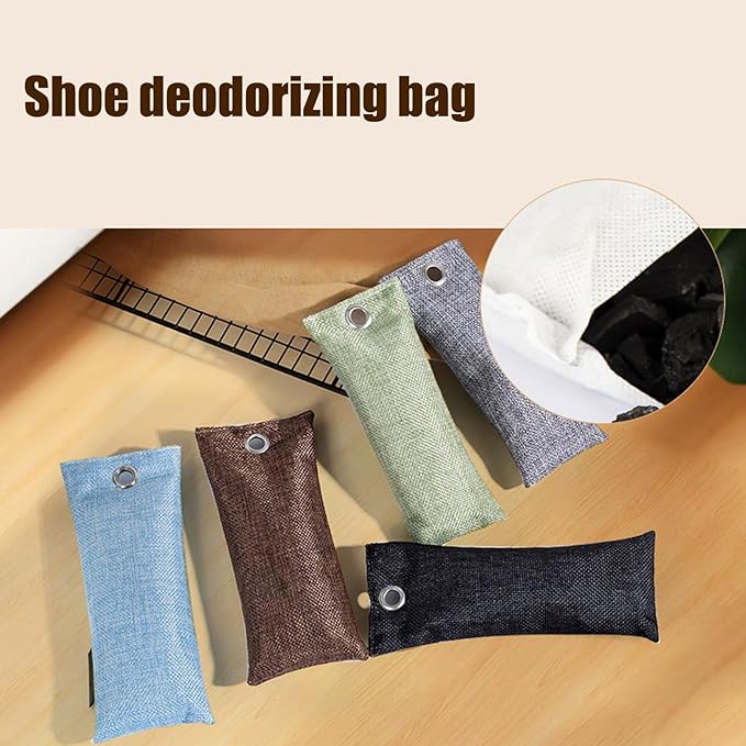 2Piece Set Natural Shoe Deodorizer Bags With Activateds Charcoal For Footwear Gym Gear & Home Removal Travel Friendly S
