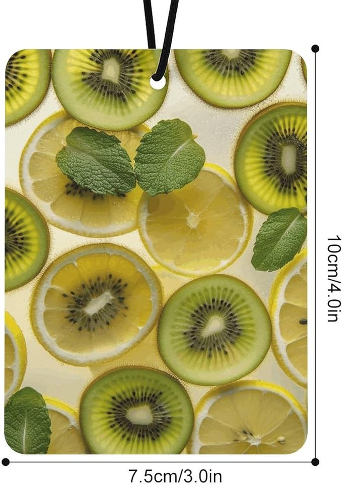 5 PCS Car Air Fresheners Hanging Fragrance Scented Cards Sliced Lemon And Kiwi in Drink Car Aromatherapy Tablets for Car Wardrobe Shoe Cabinet Eliminate Odors Card