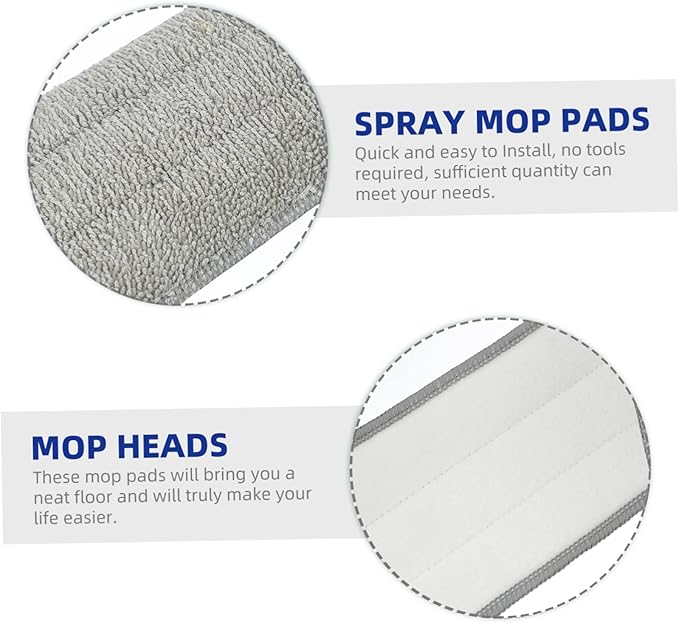 5pcs Flat Mop Cleaning Mops Mop Cloth Replacement Mop Replacement Steammop Pad Steam Mops Flat Floor Mop Steam Floor Mop Cleaning Accessories Wet and Dry Fiber Replacement Head, 36x11cm, Grey