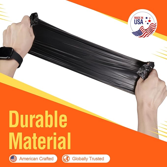 Delxo 30-33 Gallon Trash Bags, 2000 Count – 0.6 Mil Medium Duty Garbage Bags, Durable Plastic Bolsas para basura, Perforated Design– Made in USA for Kitchen, Yard, Office (Black)