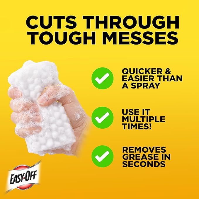 Easy‑Off Heavy Duty 2‑in‑1 Ultra Thick Eraser & Degreasing Formula, 5 Multi‑Use Cleaning Pads — Cuts Through Tough Grease & Grime in Seconds