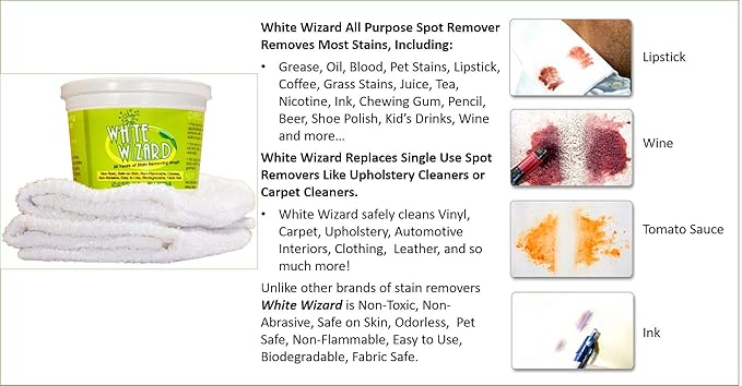 White Wizard All-Purpose Stain Remover, Non-Toxic, Odorless, Biodegradable, 10oz