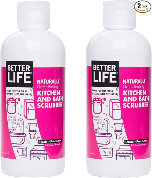 Better Life Sink Scrubber, Kitchen and Bath Cleaner, Tub and Tile Scrub, Stainless Steel and Granite Cleaner, 16 Ounce, Pack of 2