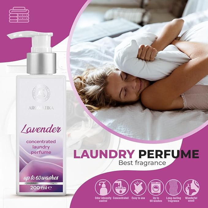 Concentrated Laundry Perfume Lavender 200ml - Liquid Perfume Laundry - Linen Freshener - Laundry Scent Booster - Cotton Perfume - Washing Fragrance - Flower Scent