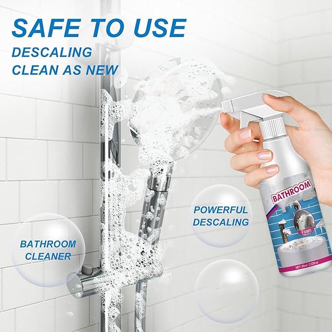 Jue Fish Bathroom Descaler, Profession Bathroom Descaler Cleaner, Bathroom Descaler Foam Cleaner, Bathroom Descaler Stubborn Stains Cleaner, Fresh Scent, 2 Ounce Bottle (2Pcs)
