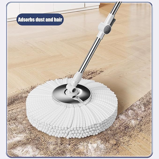 Mop - Spin Bucket System Stainless Steel Deluxe Spinning Floor Cleaning with Microfiber Replacement Refills