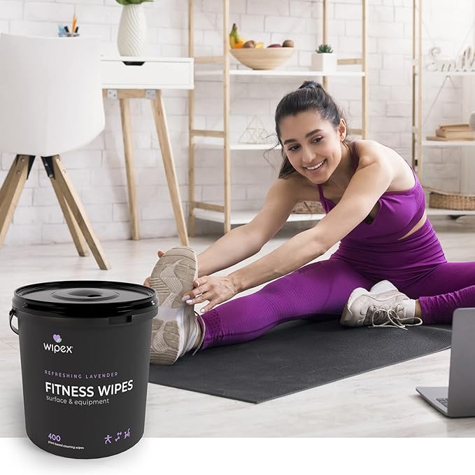 Wipex Gym Wipes for Equipment Bundle, EWG Verified, Get 800 Wipes with (1) Lavender Bucket & (1) Plant-Based Refill Roll, Clean Surfaces & Mats, Safe Gym Cleaner