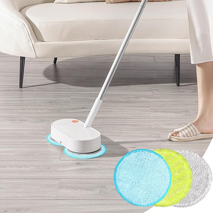 15PCS Reusable Water-Absorbent Spin Mop Pads, 5.9 & 6.3 Inch Round Microfiber Refill for Floor Cleaning