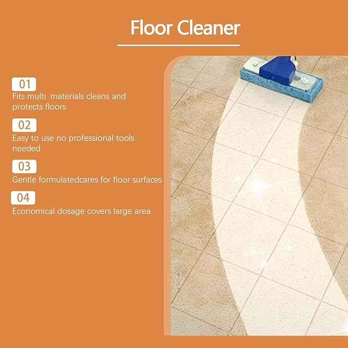 5 in 1 Floor Cleaner Polish - Hardwood Floor Cleaner for Mopping, Stain & Odor Remover, Natural Shine Restorer for Tile, Laminate, Kitchen, Bathroom Floors (1Pcs)