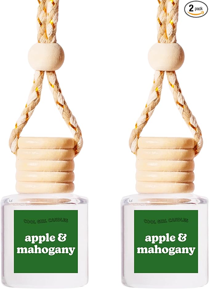 COOLGIRLCANDLES Apple & Mahogany Car Hanging Fragrance Oil Air Freshener for Essential Oils, Long Lasting Scents Aromatherapy Automobile Diffuser Bottle