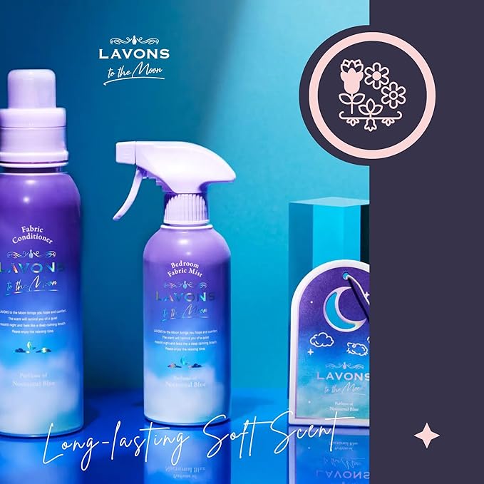 LAVONS Fabric Spray Freshener for Carpet Fresh, Pet Safe Linen Spray for Bedding, Fabric Refresher Spray for Home & Offices, Natural Carpet Freshener from Japan 10.14 Fl Oz to the Moon NOCTURNAL BLUE