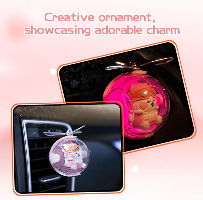 Pink Kitty Car Air Freshener with 6-Color Auto Light Up & 4pcs Scented Tablets – Subtle Fragrance, Decorative Auto Accessories,Cute Mother's Day and Father's Day Small Gift