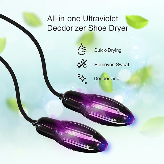 Ultraviolet Light Shoe Deodorizer & Dryer - 10W Electric Cleaner to Eliminate Odor for Sneaker Shoes Boots