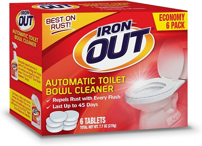 Iron OUT Automatic Toilet Bowl Cleaner, Repel Rust and Hard Water Stains with Every Flush, Household Toilet Cleaner, Pack of 1, 6 Tablets