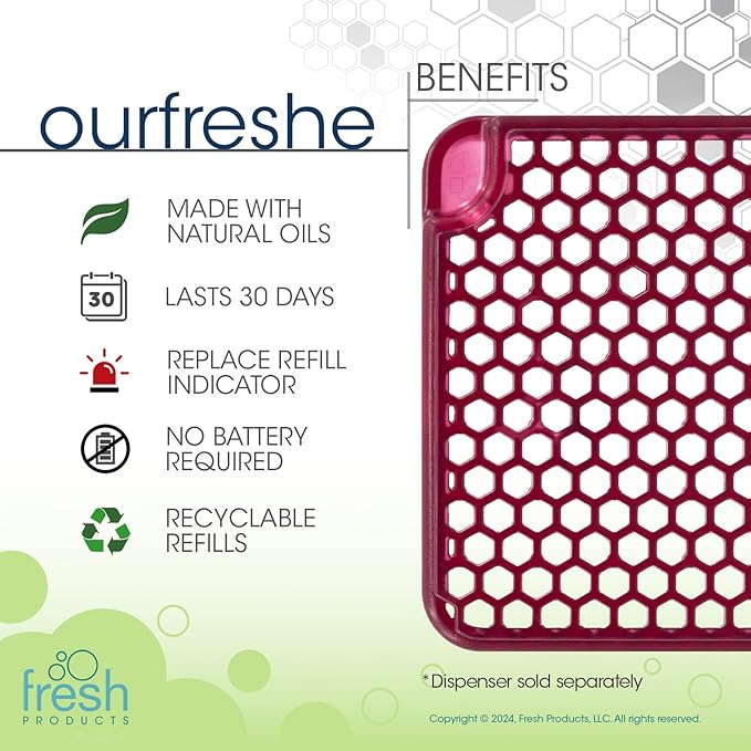 Fresh Products ourfreshe Plug In Air Freshener 30 Day Refills Replace Messy Aerosols with Dry Fragrance For Use in Medium Sized Apple 6 Pack