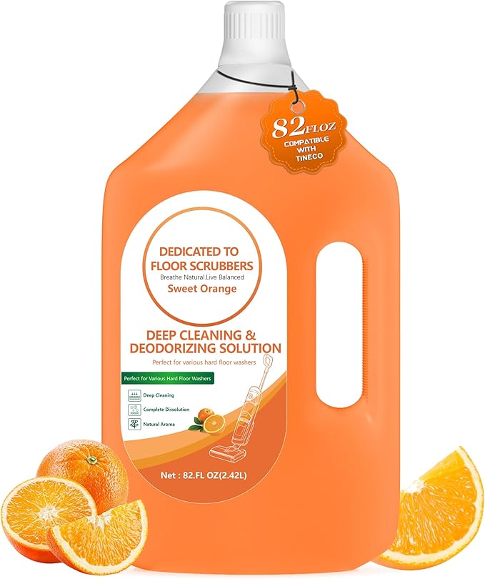 Floor Cleaning Solution Compatible with Tineco – 82 FL OZ Orange Floor Cleaner – Long-Lasting, Subtle Fruit Scent– For All Cordless Wet/Dry Vacuum Mop Cleaner & Robot Vacuums with Mopping