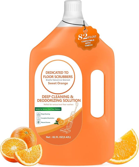 Floor Cleaning Solution Compatible with Tineco – 82 FL OZ Orange Floor Cleaner – Long-Lasting, Subtle Fruit Scent– For All Cordless Wet/Dry Vacuum Mop Cleaner & Robot Vacuums with Mopping