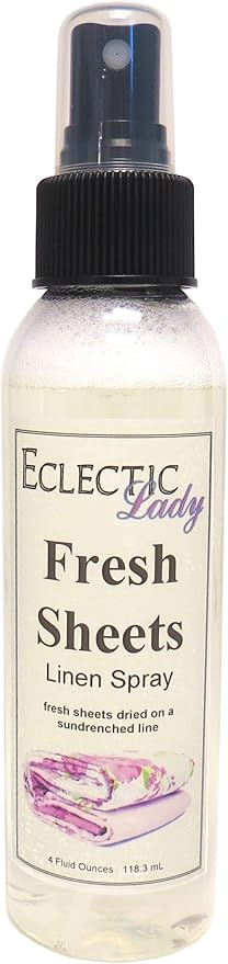 Fresh Sheets Linen Spray, 2 ounces - Eclectic Lady Sheet and Linen Spray - No Artificial Colors, Parabens, or Preservatives - Long-Lasting Scent for Bed, Fabric & Pillow