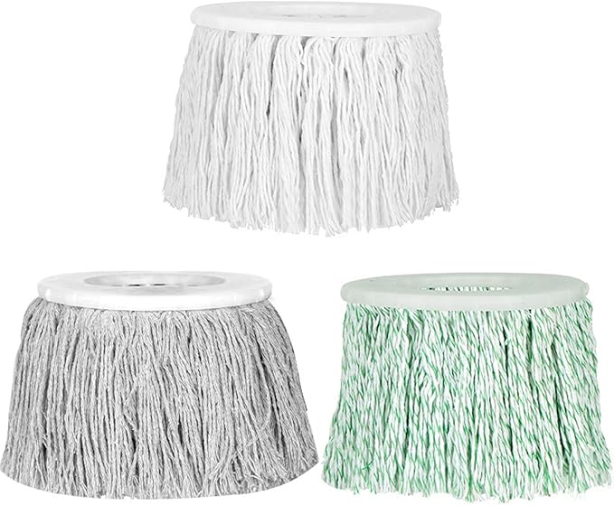 3 Pack Spin Mop Refill for Cotton Thread Mop Head Replacement, Round Cotton Compatible Mops Heads for Hardwood,Tile, Marble Floor