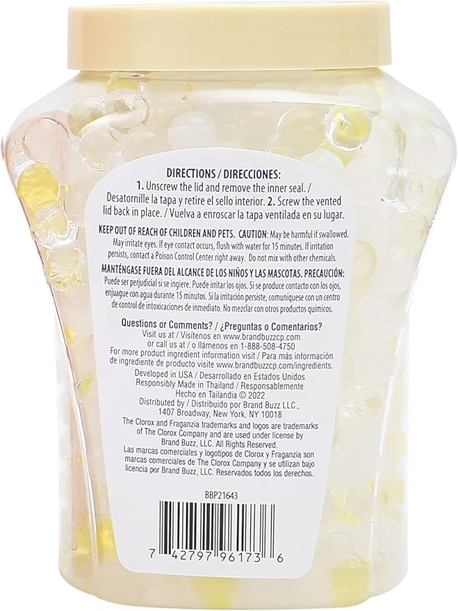 Clorox Fraganzia Crystal Beads Air Freshener, Long Lasting Room Deodorizer and Odor Eliminator Gel Beads to Freshen Home, Car, or Office, Coconut Colada Scent, 12 Fl Oz - 12 Pack
