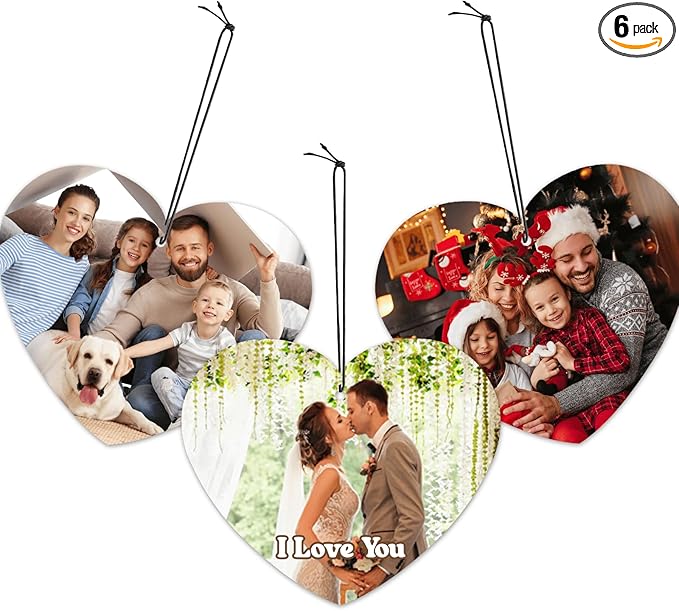 6-100PCS Heart Custom Car Air Freshener Picture, Custom Air Freshener for Car, Customized Gifts for Women, Gift for Boyfriend Girlfriend Memorial Keepsake, New Driver Gift
