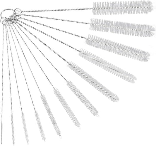 Straw Cleaner Brush Set, 12-Piece 11.8 Inch Long Botthle Cleaning Brush, Nylon Tube Brush Kit for Straws on Tumbler, Water Bottle, Sippy Cup and Pipes, Tubes or Tea Pot Spout