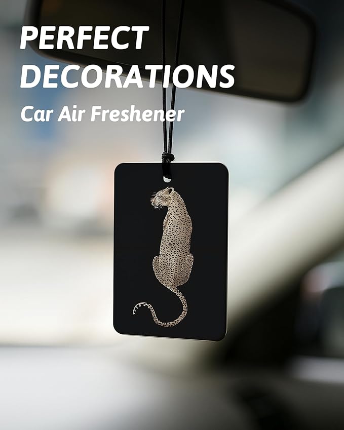 Black Leopard Print Car Air Freshener 4 Pcs, Trendy Cheetah Lucky 8 Ball Ace Card Lips Hanging Air Freshener for Cars Closet Drawer Books, Leopard Car Accessories Mirror Decor for Women