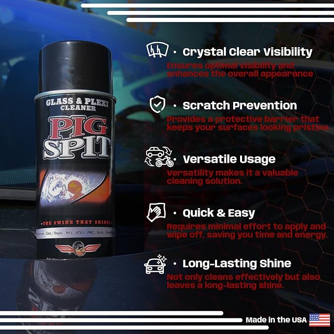 Glass and Plexi Cleaner for a Streak-Free Shine for Home and Automotive Use | 13 oz.| 12-Pack