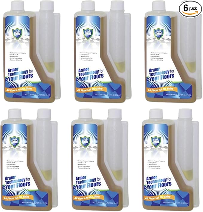 UltraShield Burnishing Formula – Super High Gloss, Flooring Protection & Enhancement For Commercial and Industrial Floor Tile Wet Look Shine Non Slip Janitorial Supplies (6 x 1 Liter Pack)