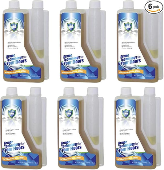 UltraShield Burnishing Formula – Super High Gloss, Flooring Protection & Enhancement For Commercial and Industrial Floor Tile Wet Look Shine Non Slip Janitorial Supplies (6 x 1 Liter Pack)