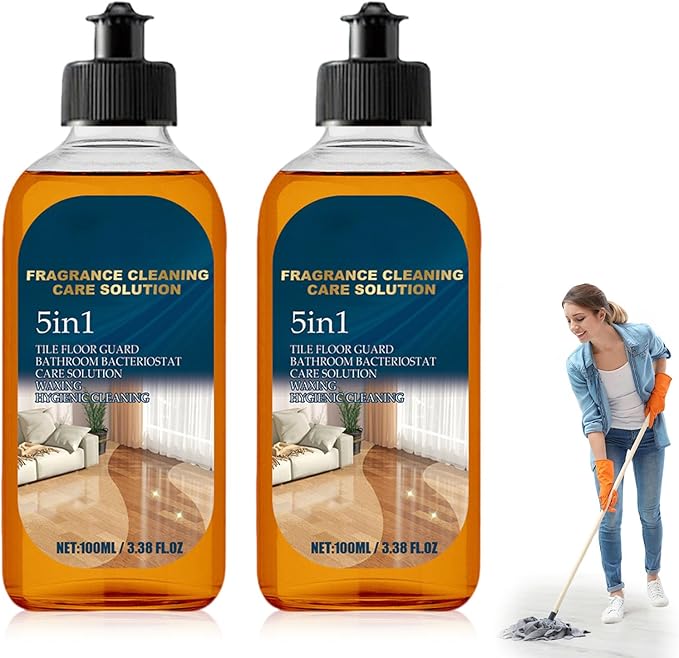 5 in 1 Floor Cleaner, 2026 Upgrade 5 in 1 Fragrance Cleaning Care Solution, Dual-Action Stain and Odor Remover for Hardwood Floor Cleaning, Natural Shine for Mopping Home Kitchen Bathroom (2Pcs)