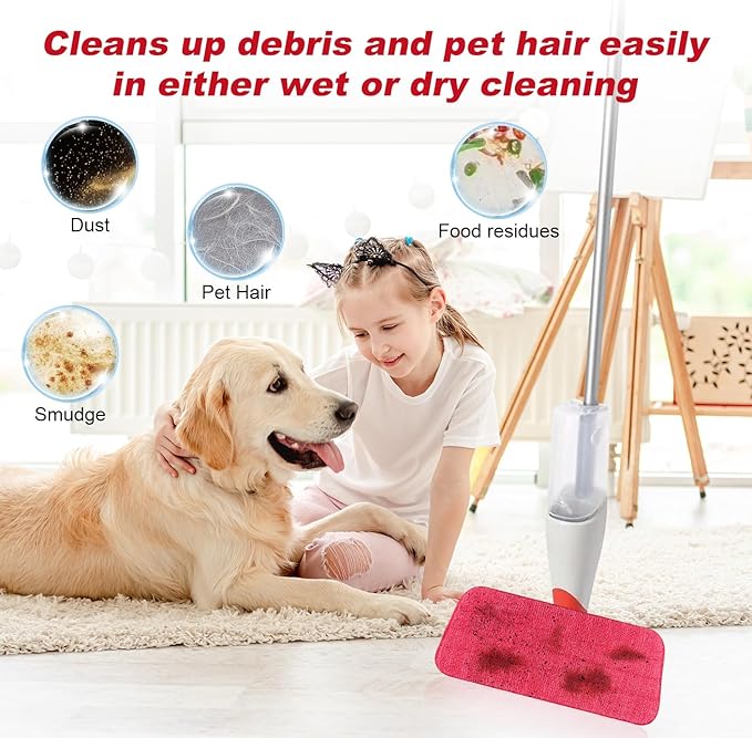 Mop Replacement Pads Compatible with OXO Good Grips Spray Mop,Mircofiber Pad Refills for Floor Wet Dry Cleaning,Reusable Mopping Pad Replacement (2 Pack)