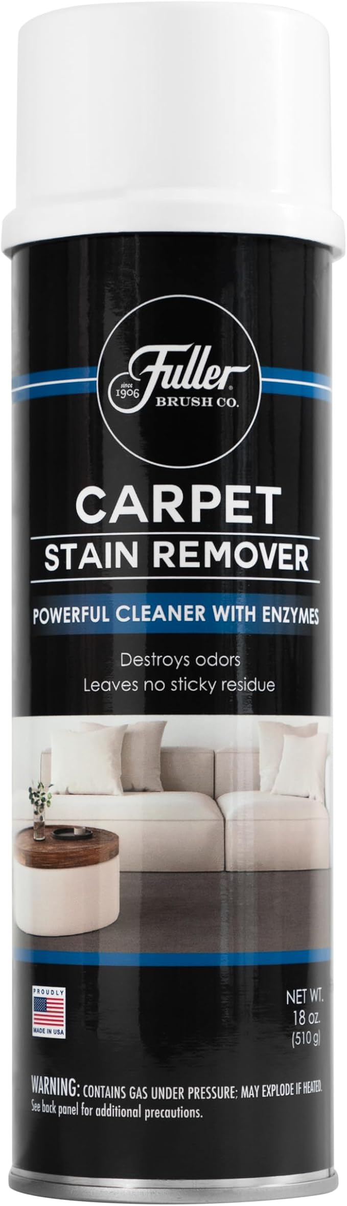 Fuller Brush Carpet Stain Remover – 18 oz Enzyme Foam Spot Cleaner for Carpets, Rugs & Upholstery – Removes Pet Stains, Coffee, Wine, Grease – Odor Eliminating (Pack of 1)