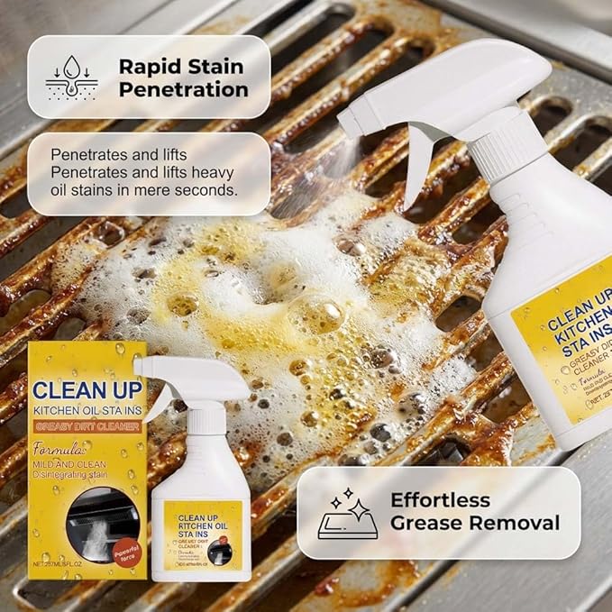 Kitchen Heavy Oil Cleaner Spray, Heavy Duty Kitchen Degreaser Spray, Foaming Oil Cleaner for Stove, Oven & Countertops, Multi-Surface Grease Remover for Appliances (3pcs)