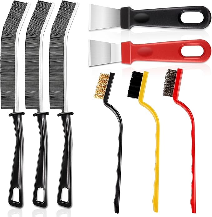 8Pcs Hard Bristle Crevice Cleaning Brush Set,Heavy Duty Grout Brush Kit, Deep Clean Brush for Stove, Window Track, Tile Gap Cleaning, Car Interior Gap Cleaning Tools