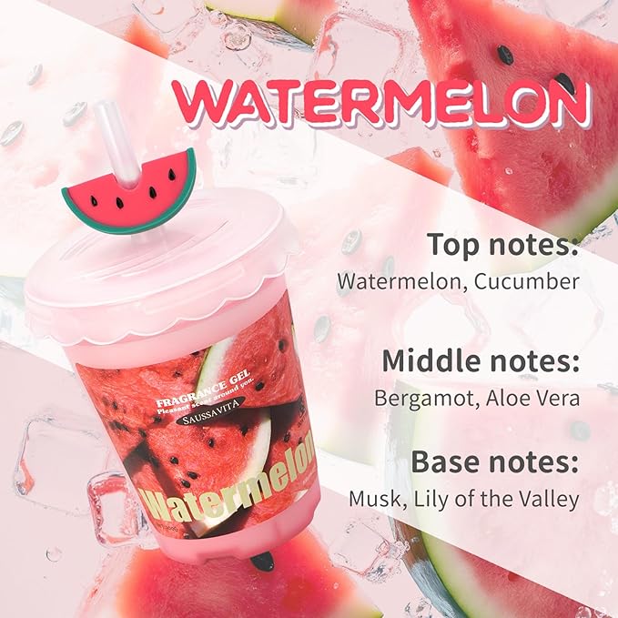 Diffusers for Home Watermelon Scent 2 Pack, Bathroom Diffuser Fruit Cup Shape for Office, Air Freshener Diffuser Gel Leak-Proof Car & Room, Bathroom Scent Diffuser for Friends and Family