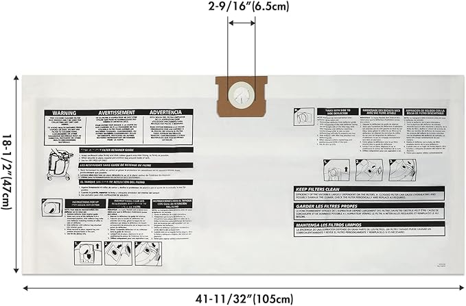 Shop-Vac 90663 15 To 22 Gallon Disposable Filter Bags, 6 Pack