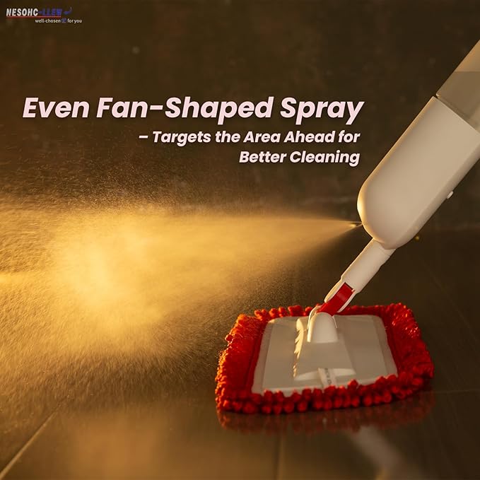 Spray Mop for Floor Cleaning with 2 Microfiber Pads Featuring Tassel Edges, Lightweight Aluminum Handle, and Even Spray Nozzle for Efficient Cleaning