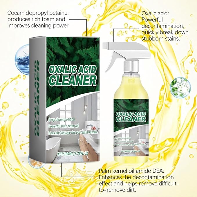 Oxalic Acid Powerful Stain Cleaner,Multi-purpose Stain Removal Cleaning Spray for Floor Countertop and Toilet (2PCS)